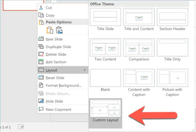 Sử dụng tùy chọn bố cục trong PowerPoint